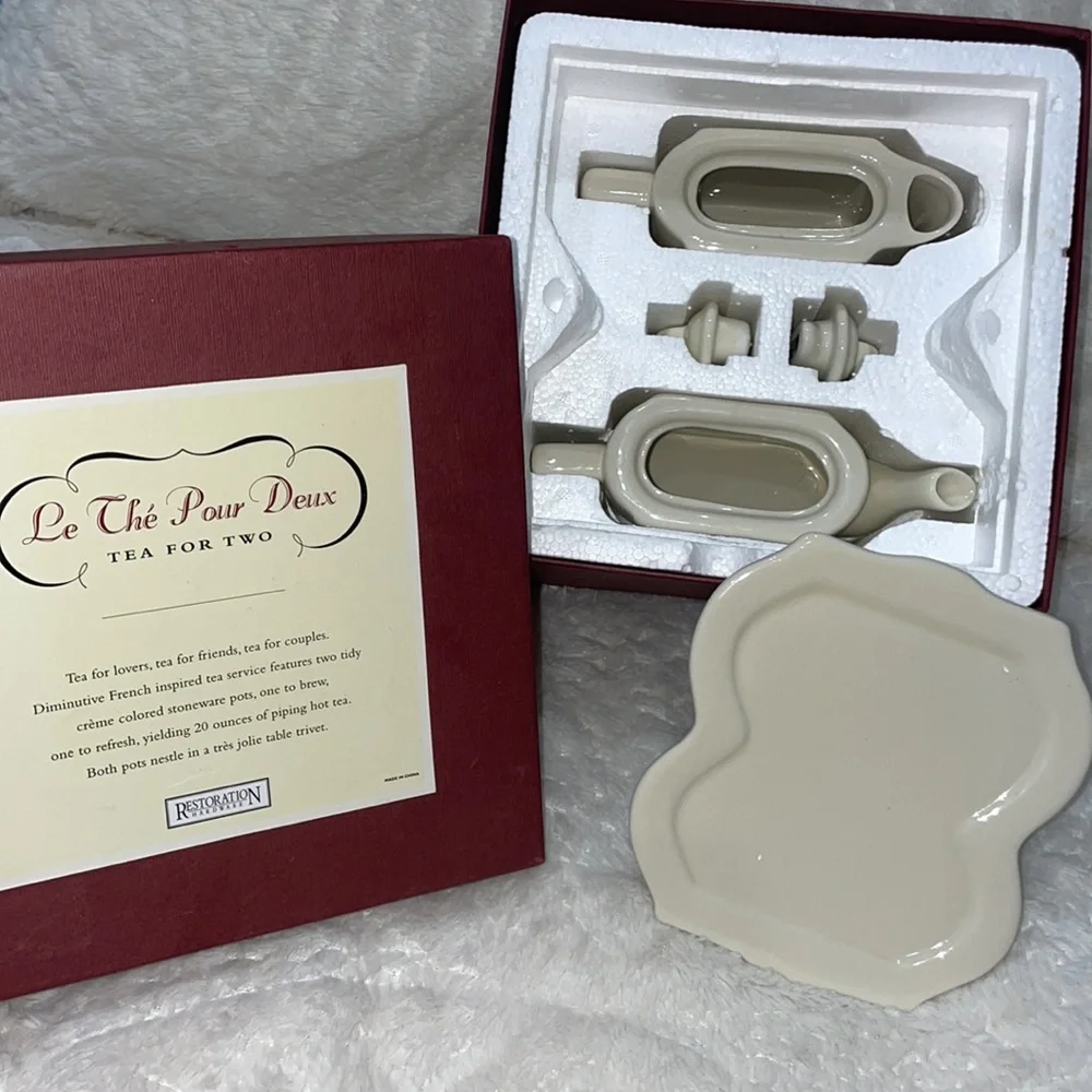 NIB restoration hardware tea for two teapot gift set